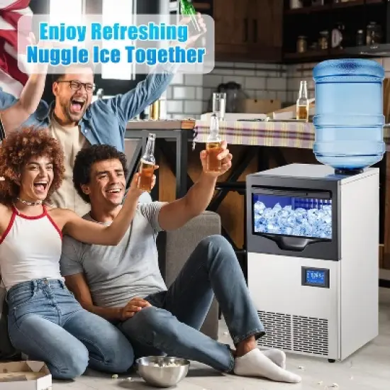 Acekool Commercial Ice Maker Machine, 110Lbs/24H with 35Lbs Storage Bin, Self-Cleaning Freestanding Ice Maker for Restaurant & Home image {10}