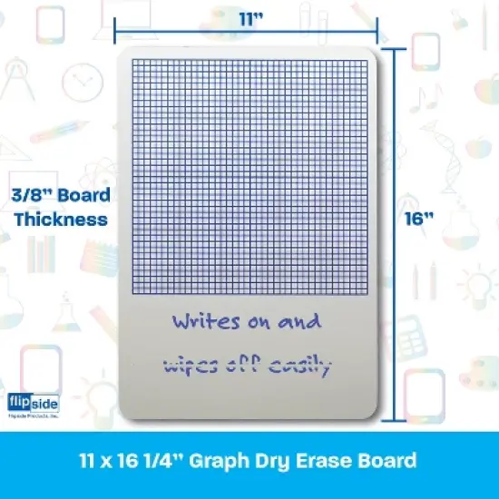 Flipside Products 1/4" Graph Dry Erase Board, 11" x 16", Pack of 3 image {3}