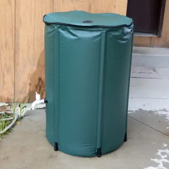 Lehman's Collapsible Rain Barrel, Durable Water Storage for Garden Irrigation, Space-Saving and Easy to Use, 66 Gallon Capacity image {3}