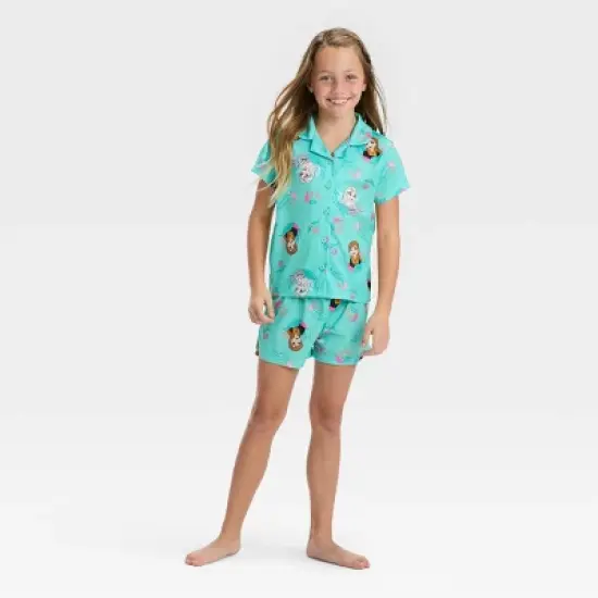 Girls' Disney Frozen 2pc Coat Pajama Set - Teal Blue image {2}