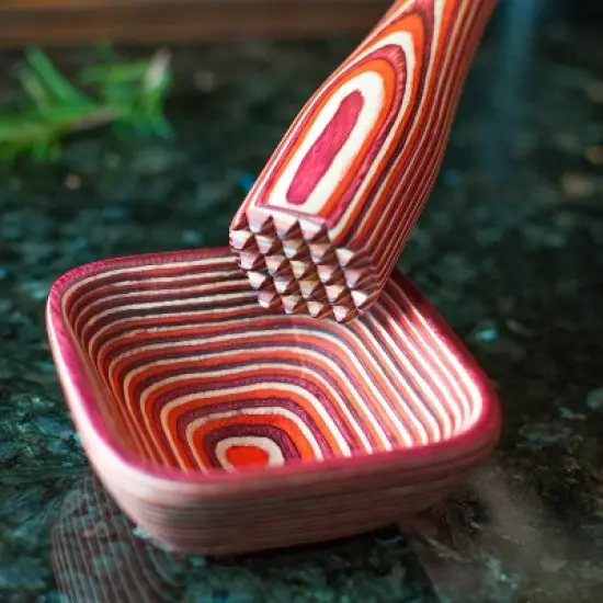 Island Bamboo Red Pakkawood Square Pinch Bowl image {2}