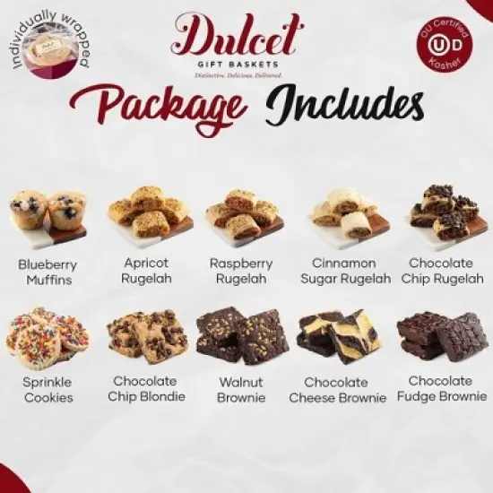 Dulcet Gift Baskets Rugelah, Brownies and Cookies Gift Baskets Gourmet Get Well Soon Food Gift Baskets for Women, Friends, Daughter, Sister, and Mom image {1}