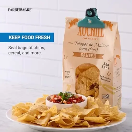 Farberware Pro 4-Piece Bag Clip Set (Blue & Green) - Durable Magnetic Clips for Kitchen Essentials, Pantry Accessories image {2}