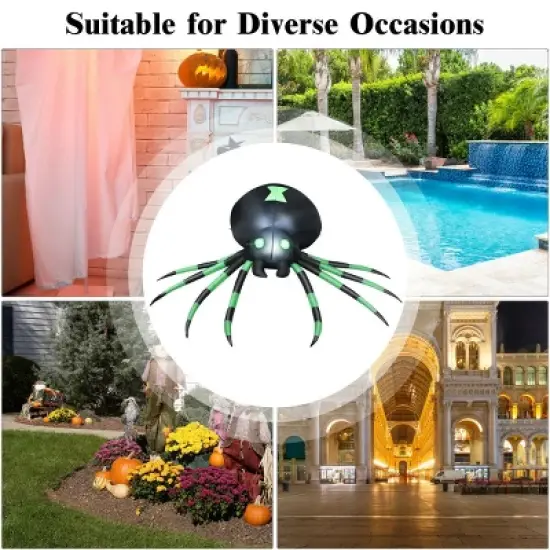 Costway 6FT Halloween Inflatable Blow-Up Spider w/ LED Lights Outdoor Yard Decoration image {6}