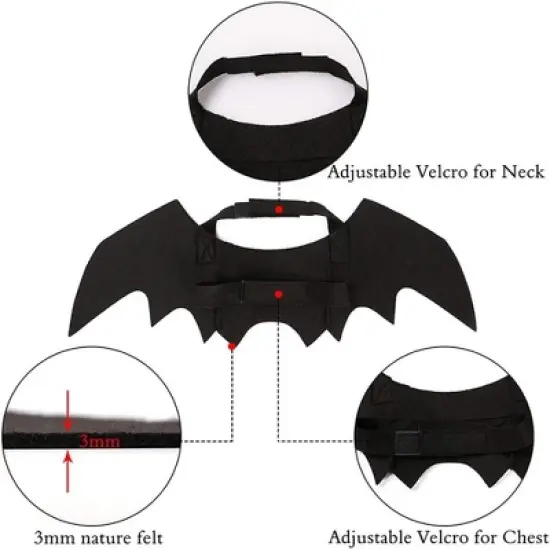 Pet Cat Bat Wings for Halloween Party Decoration, Puppy Collar Leads Cosplay Bat Costume,Cute Puppy Cat Dress Up Accessories image {3}