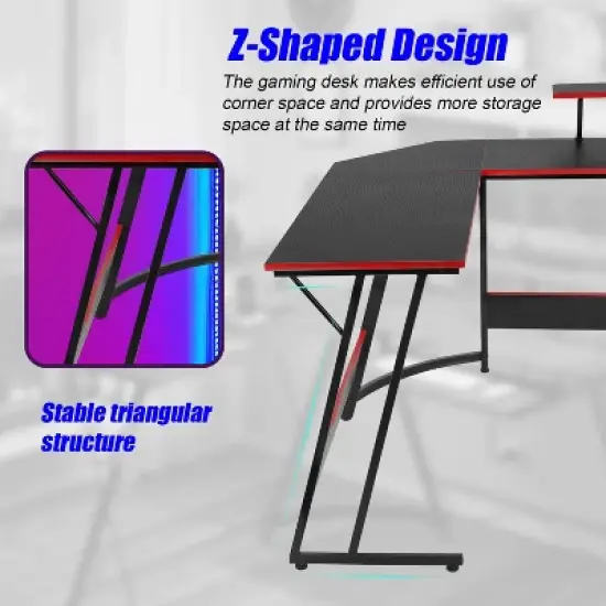 BestMassage 50 Inch L-Shaped Gaming Desk Computer Desk Office Desk with Large Monitor Stand Corner PC Gaming Desk for Home Office image {4}