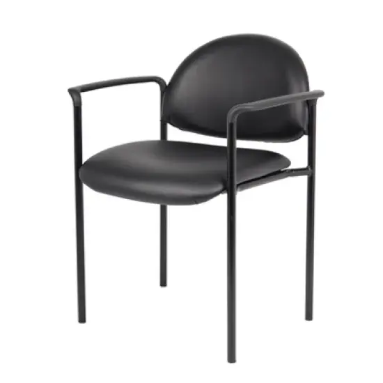 Vinyl Modern Stacking Chair Black - Boss Office Products image {1}