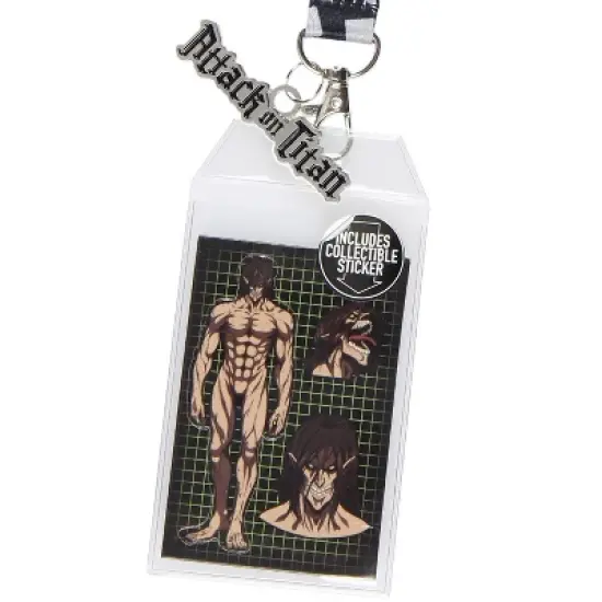 Attack on Titan Reversible ID Lanyard Badge Holder With Metal Logo Charm image {1}