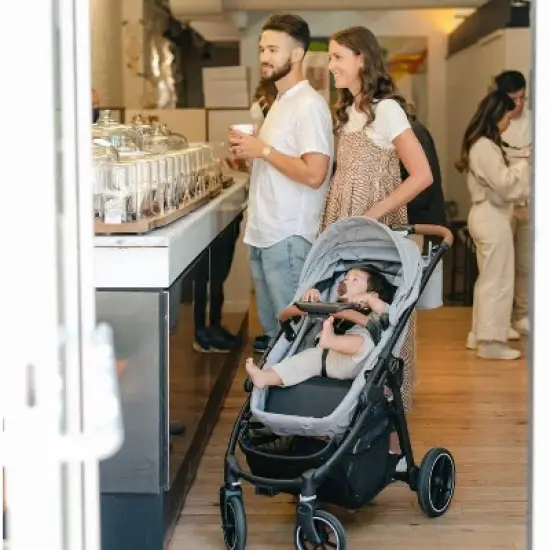 Larktale crossover All-in-One Stroller and Wagon - Convert from a Single Baby Stroller to a Two Seater Pull Wagon with Canopy - Nightcliff Stone image {8}