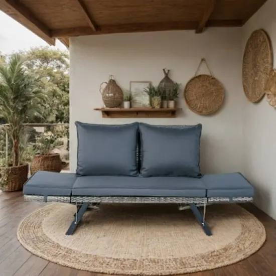 Whisen Wicker Patio Foldable Bench image {2}