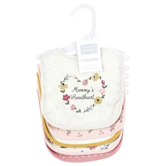 Hudson Baby Infant Girl Cotton Bibs, Soft Painted Floral, One Size image {1}