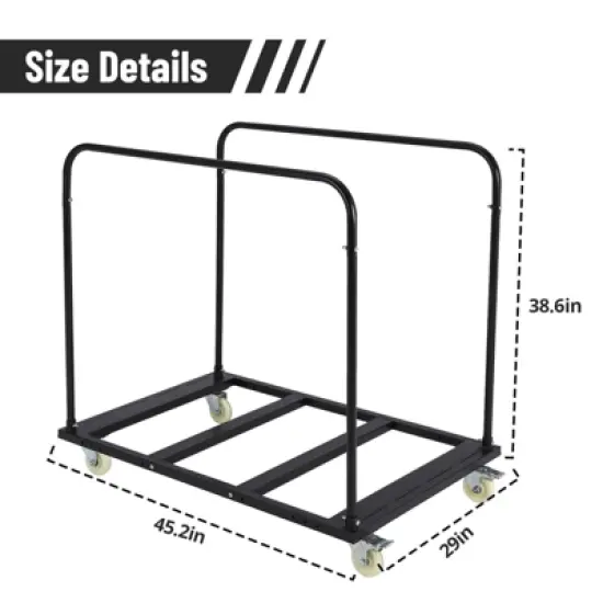 Folding Table Cart 1500 LBS, Heavy Duty Table Trolley with 5" Swivel Wheels, 10 Table Capacity for Event Party Hotel image {1}