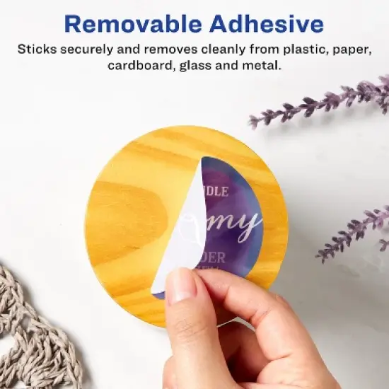 Avery Matte White Removable Round Labels with Sure Feed Technology, Print-to-the-Edge, 2.5" diameter image {1}