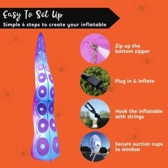 Joyfy 5 FT Halloween Inflatables Outdoor Decorations, Window Decor Inflatable Octopus Tentacle with Built-in LED for Halloween Yard Outdoor Decoration image {6}