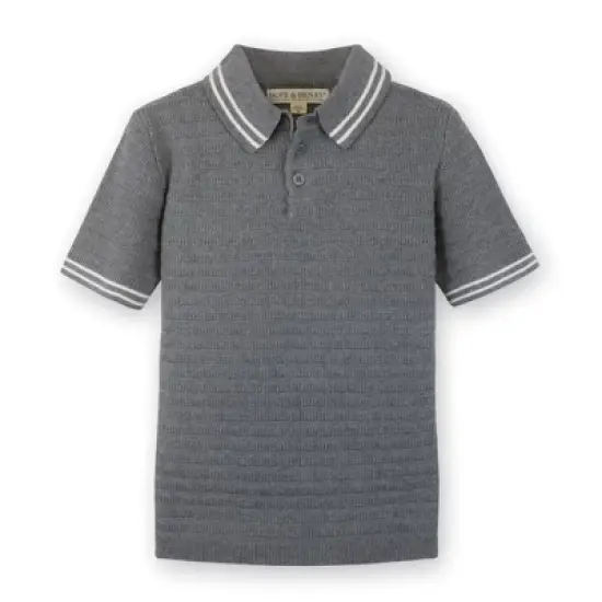 Hope & Henry Boys' Organic Cotton Short Sleeve Sweater Polo, Kids image {4}