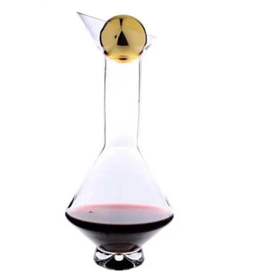 Classic Touch Glass Diamond Shaped Decanter with Gold Lid image {1}