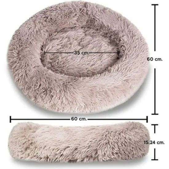 Zone Tech Medium Round Ultra Soft Plush Calming Cushion Bed for Pets, Donut Fluffy Dog Bed for Small Medium Large Dogs, image {1}