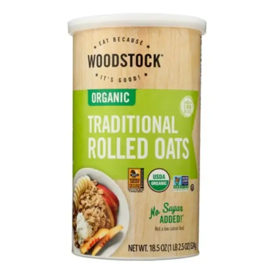 Woodstock - Organic - Traditional Rolled Oats - Case of 12 - 18.5 oz image {2}