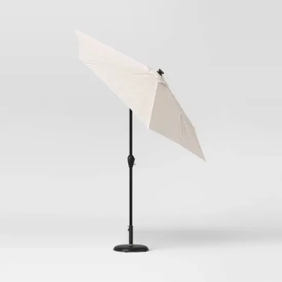 8' Round Solid Solar Outdoor Patio Market Umbrella with Black Pole - Threshold&trade; image {2}