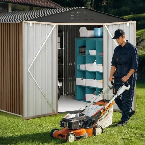 Acekool Large Metal Storage Shed, Outdoor Tool Shed, Lockable Doors, Vents, Sloped Roof image {7}