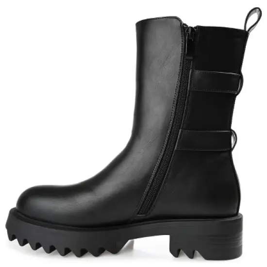 Journee Collection Womens Yasmine Almond Toe Block Heel High Ankle Booties image {1}