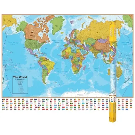 Hemispheres&reg; Blue Ocean Series World Laminated Wall Map, 38" x 51" image {2}