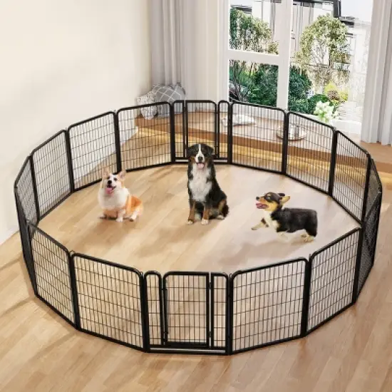 Yaheetech 12 Panels Dog Playpen Metal Pet Playpen, Black image {1}