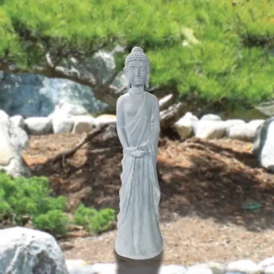 32" Magnesium Oxide Standing Buddha Statue Gray - Alpine Corporation image {2}