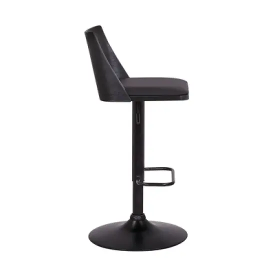 Milan Adjustable Swivel Faux Leather Metal Barstool Black - Armen Living image {2}