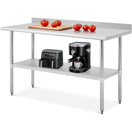 Acekool 24x48 Inch Stainless Steel Prep Table with Backsplash, Adjustable Open Shelf, Easy Clean Surface, Heavy Duty Kitchen Workstation image {9}