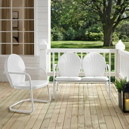 Griffith 2pc Outdoor Seating Set - White - Crosley image {4}