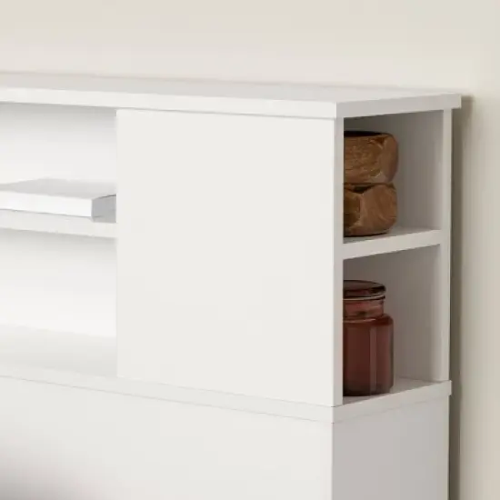 Queen Fusion Bookcase Headboard Pure White - South Shore image {4}