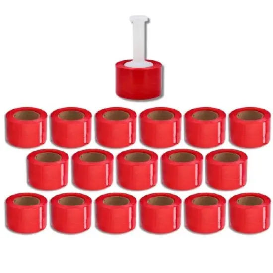 PSBM 18 Rolls Red 3" x 1000 Ft x 80 Ga Pallet Wrap Stretch Film with Free Dispenser image {1}