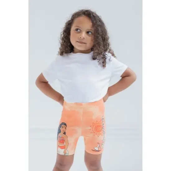 Disney Princess Ariel Belle Rapunzel Moana Girls 4 Pack Bike Shorts Toddler to Big Kid image {2}