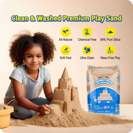 SandPiper 50 Pound Premium Grade Multi-Use Play Sand with Chemical Free Formula for Sandboxes, Pet Areas, Pavers, and Walking Stones, 2 Pack image {5}