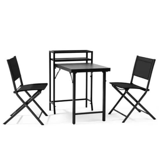 DOMETOUR 3PCS Patio Bistro Set, Patio Set of Foldable Patio Table and Chairs,Outdoor Patio Furniture Sets,Black image {8}