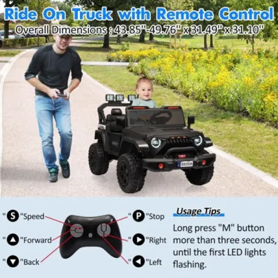 24V Powered Wheels 2-Seater Kids Ride-On Car with Remote Control, Ride On Off-road Car Toy with Adjustable Speeds, Musics, Easy Assembly image {3}