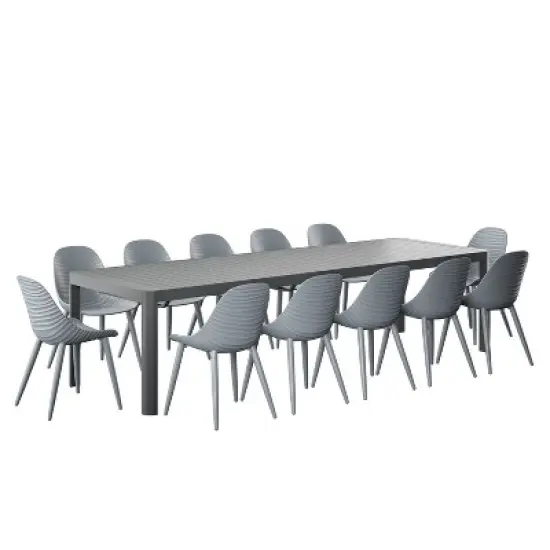 Amazonia Copa 13pc Aluminum Rectangular Extendable Patio Dining Set Gray image {12}