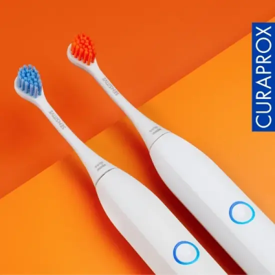 Curaprox Hydrosonic Rainbow Sensitive Brush Heads, Blue/Orange, 2 pcs image {4}