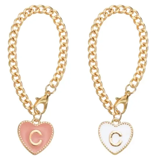 Unique Bargains Letter Heart Shape Identification Accessories Pink & White 2 Pcs image {7}