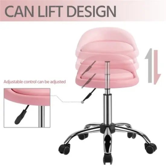 Yaheetech Height Adjustable Modern PU Leather Rolling Bar Stool Salon Stool image {3}