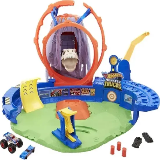 Hot Wheels Monster Trucks T-Rex Volcano Arena Playset image {1}