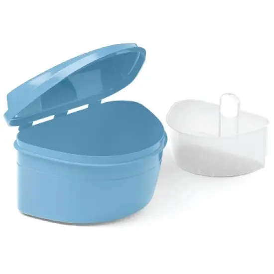 Denture Bath Case with No-Spill Strainer, Case for Retainers, Baby Pacifiers, Mouth Night & Snore Guards, M3 Naturals, Retainer Holder, 1ct image {3}