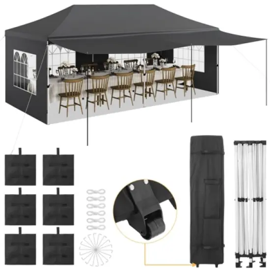 10x20 Pop Up Canopy Tent, Commercial Heavy Duty Canopy Tents for Parties with Roller Bag, 10x20 Tents with 6 Removable Sidewalls, 6 Sand Bags image {8}