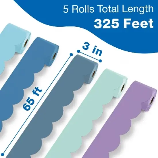 Carson Dellosa Education 65' Boho Blues 5 Pack Rolled Bulletin Board Border Set (5 rolled borders) image {1}