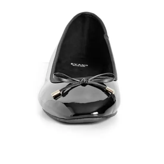 Women's WIDE FIT Patent Ballet Flat - black | EVANS image {4}