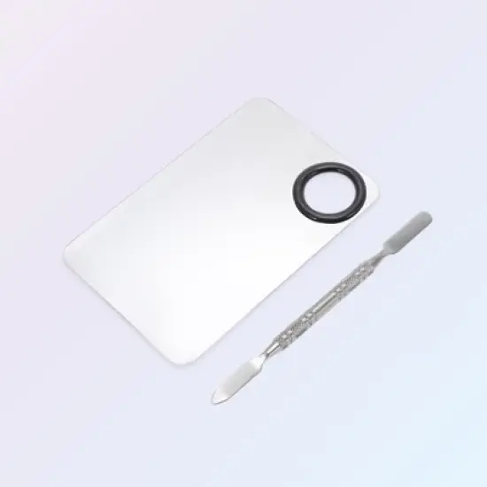 Unique Bargains Portable Square Small Nail Art Palette Silver Tone 1 Set image {4}