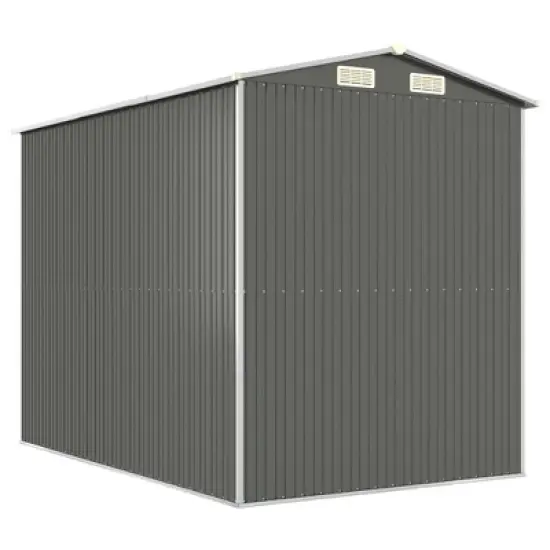 vidaXL Garden Shed Light Gray Galvanized Steel Large Garden Shed - 75.6" x 107.9" x 87.8" image {5}