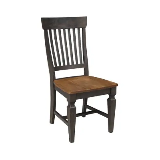 42" Round Dual Drop Leaf Dining Table with 2 Slat Back Chairs Hickory/Washed Coal - International Concepts image {4}