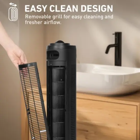 Holmes 29" Manual Tower Oscillating Fan with Clean Breeze image {3}